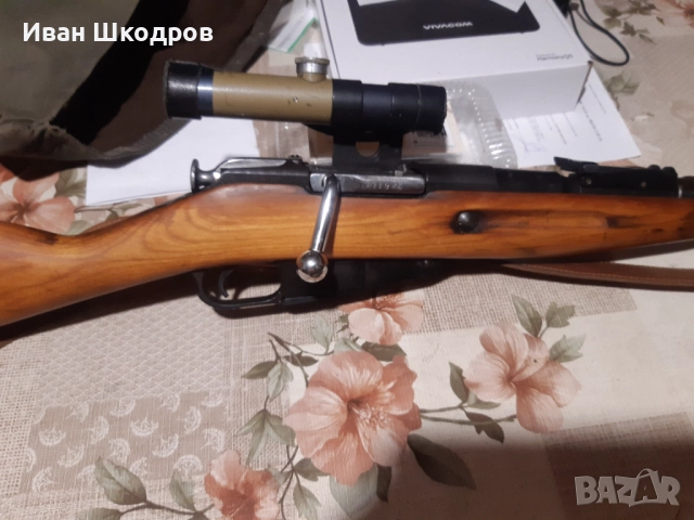 Предлагам ловна нарезна карабина снайперски Мосин7.62×54R дьлжина на цевта73см перфектно без забележ, снимка 3 - Ловно оръжие - 52882819