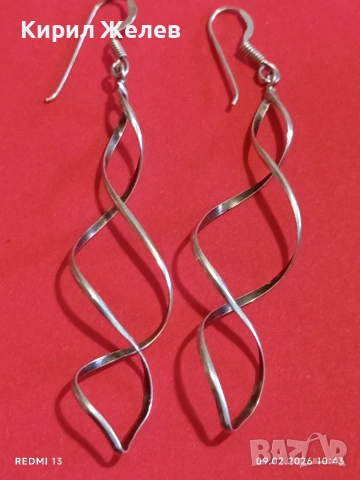 Финни сребърни обеци с двойна спирала красив аксесоар за ежедневието 53333, снимка 6 - Обеци - 53410914