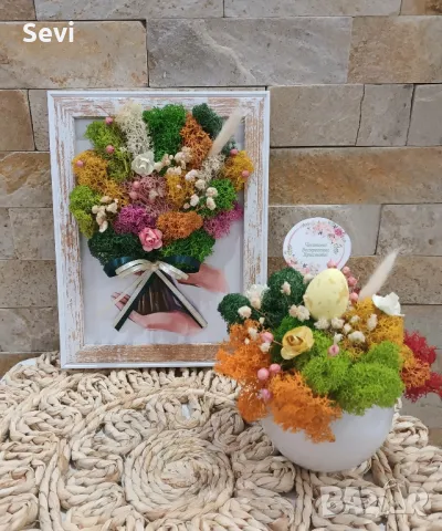 Рамки и кашпи декорирани със скандинавски мъх!, снимка 5 - Декорация за дома - 50265076