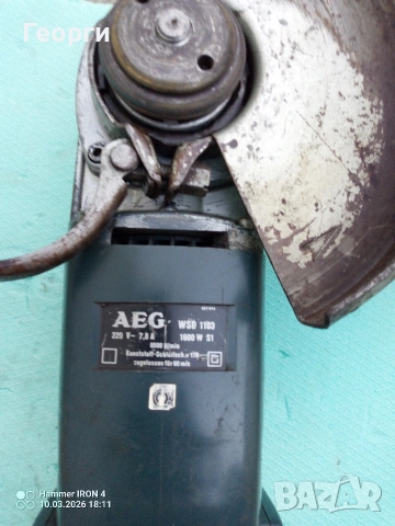Ъглошлайф AEG 1600W, снимка 2 - Други инструменти - 53785990
