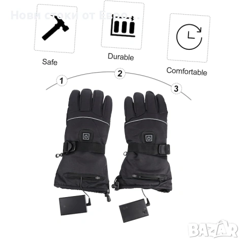 Отопляеми ръкавици, устойчиви на износване, за различни спортове, универсален размер, черни, Luwatt, снимка 2 - Друга електроника - 54095376