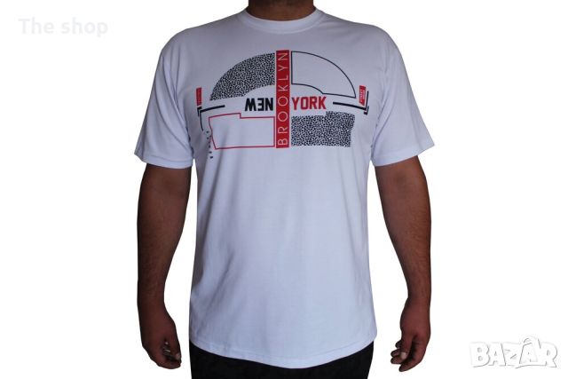 Памучна тениска в бял цвят (003), снимка 1 - Тениски - 45505534