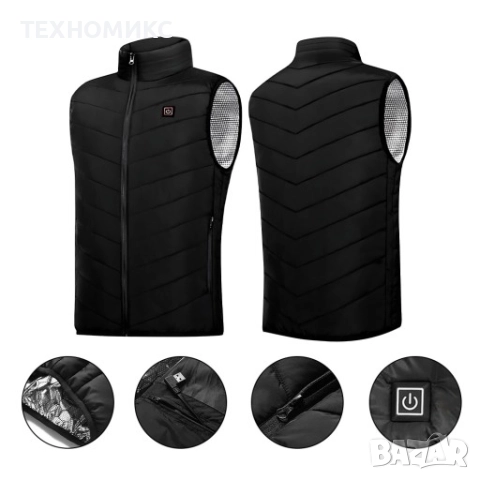 Електрически отопляем елек , 9 зони , Usb захранване,черен, снимка 7 - Елеци - 52259677