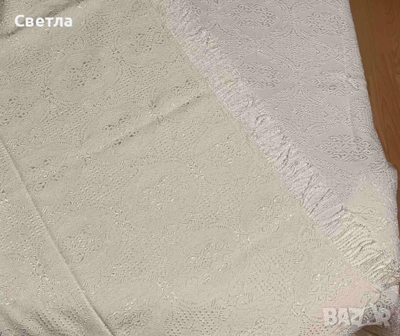 Шалте 2 бр, 1.Произход Египет-египетски памук,бяло/бледо жълто и 2.Шалте, памук и коприна, бяло, снимка 6 - Покривки за легло - 51532053