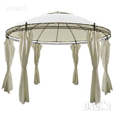 vidaXL Кръгла шатра със завеси, 3,5 x 2,7 м（SKU:41419, снимка 1 - Градински мебели, декорация  - 45186218