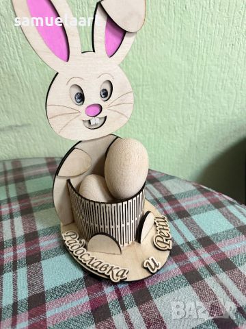 Великденско зайче-кошничка за яйца, снимка 2 - Фигурки - 45326593