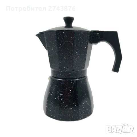 Кафеварка за котлон за 3 кафета Moka Coffee-Черна мраморна , снимка 2 - Аксесоари за кухня - 46168347