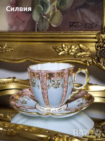 *Aynsley* Антикварен сет 🌿Чаша с чинийка , снимка 3 - Антикварни и старинни предмети - 53288361