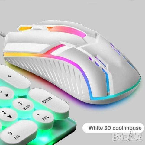 Ергономична компютърна мишка с LED осветление, 1200 DPI, 1.4 м, Бяла, снимка 1 - Клавиатури и мишки - 46034311