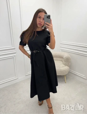 ✨️Елегантни дамски рокли с коланче,миди дължина  , снимка 3 - Рокли - 50622463