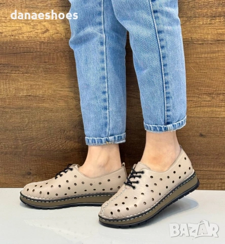 Дамски обувки от естествена кожа с перфорация на платформа , снимка 7 - Дамски ежедневни обувки - 41895983