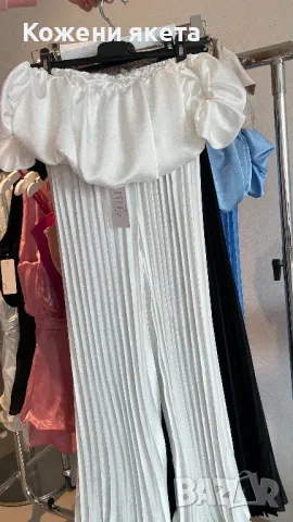 Налични сатенени комплекти от две части дълъг панталон с висока талия, снимка 5 - Комплекти - 49923908