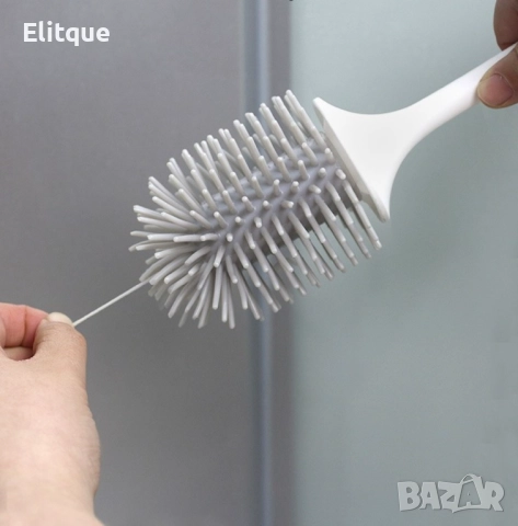 Тоалетна силиконова четка с двойна поставка в бяло и сиво, снимка 2 - Други стоки за дома - 52743863