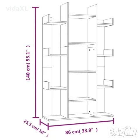 vidaXL Библиотека, опушен дъб, 86x25,5x140 см, инженерно дърво (SKU:816002), снимка 4 - Етажерки - 48397316