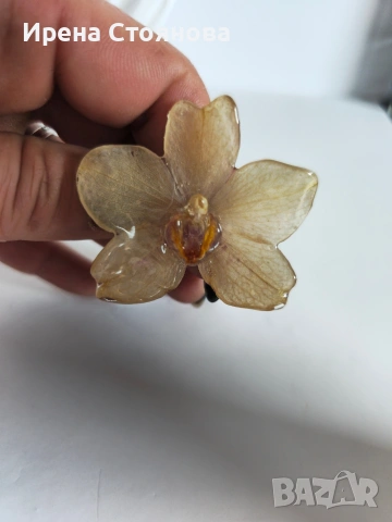 Регулируем пръстен с естествен цвят на орхидея , снимка 4 - Пръстени - 53738081