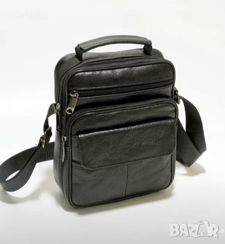 Мъжка ежедневна кожена чанта с класически дизайн /Черна естест. кожа!, снимка 8 - Чанти - 53103789