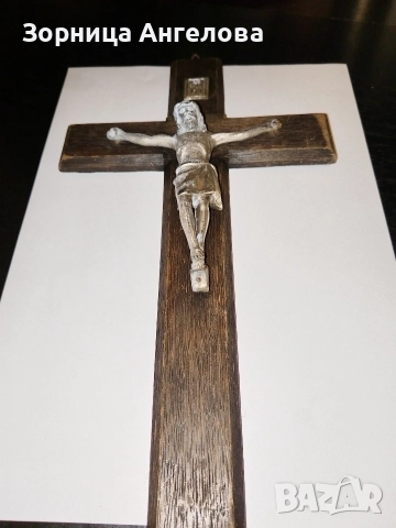 Старинен посребрен немски католически стенен кръст – Franz Fengler, Breslau (1890–1925), снимка 2 - Антикварни и старинни предмети - 52907842