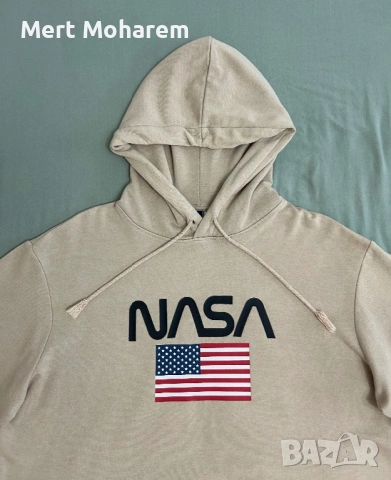 Суитшър H&M NASA с качулка, като ново, размер M, бежов, снимка 2 - Суичъри - 52259608