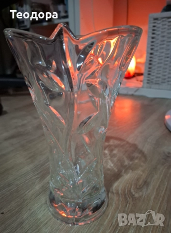 Ретро кристална ваза с цветя, снимка 8 - Вази - 50591287