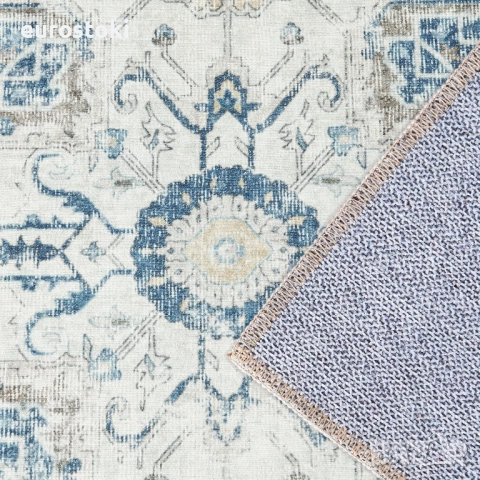 TOPICK Килимче за врата 150 x 90 см, перещ се, супер тънък, сгъваем, винтидж, с къс  косъм, ориентал, снимка 4 - Килими - 51855069