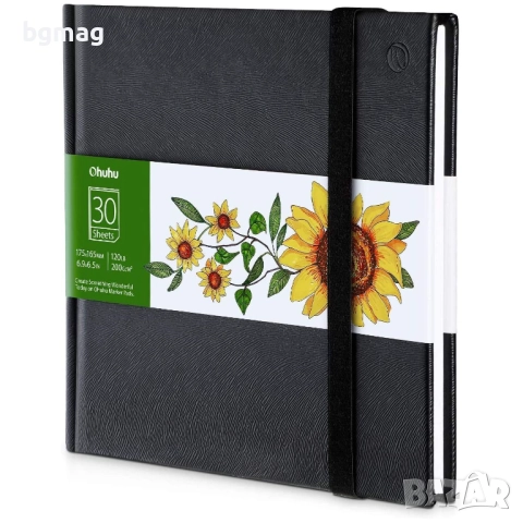 Ohuhu скицник 175x165mm,60 страници/30 листа-200g/m²-Твърди корици-Блок за рисуване