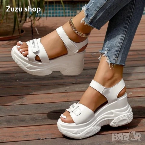 Дамски бели сандали, снимка 6 - Сандали - 50993438