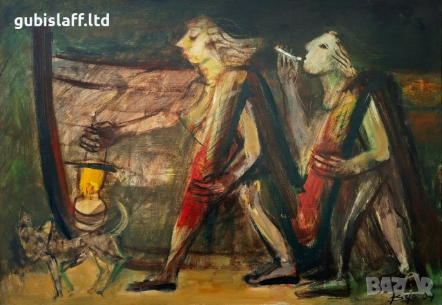 Картина "Край брега",2004 г.,худ. Божидар Калъчев(1949-2019), снимка 2 - Картини - 53969338