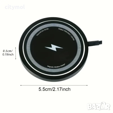15W бързо безжично зарядно - Magsafe за iPhone 16/15/14/13/12 Pro Max, USB и Type C, снимка 2 - Безжични зарядни - 51609996