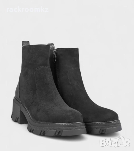 Модерни черни дамски боти с топъл хастар и грайферна подметка W851026 Black, снимка 3 - Дамски боти - 52399451