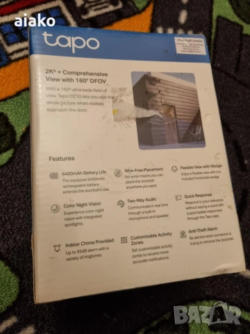 камера звънец Tapo d210, снимка 2 - IP камери - 53357421