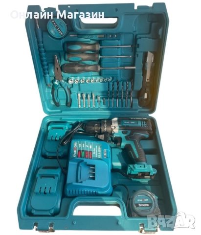 Нов Комплект акумулаторен винтоверт – 30 части