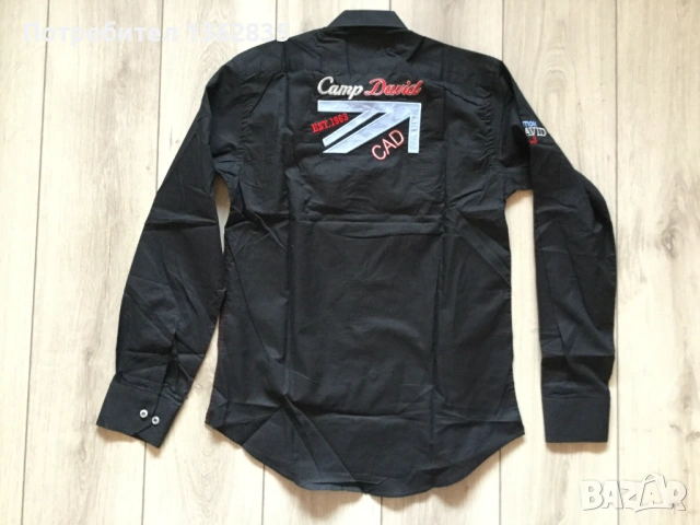 НОВА черна мъжка памучна риза CAMP DAVID размер XXL от Германия, снимка 11 - Ризи - 53193012