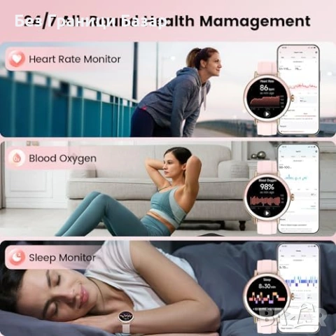 Нов Дамски смарт часовник Bluetooth разговори 1.27 HD IP68 розов, снимка 5 - Смарт гривни - 54230221