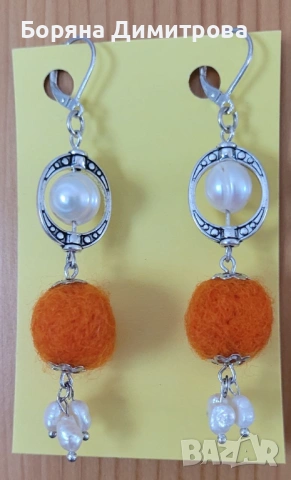 Еко бижута от вълна - красиви обеци за ежедневието! Уникати!, снимка 6 - Обеци - 53657020