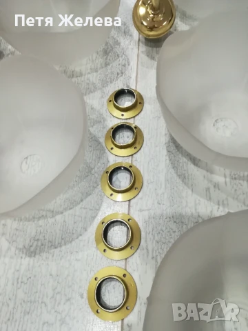 Полилей 5 крушки-дърво,стъкло и метал/Австрия , снимка 4 - Полилеи - 50731985