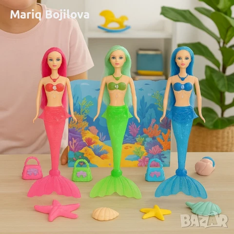 Цветна кукла русалка с аксесоар чантичка, снимка 4 - Кукли - 50860301