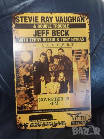 Stevie Ray Voughan & Double Trouble-метална табела(плакет), снимка 1 - Китари - 45956003