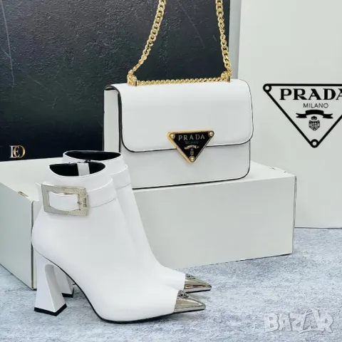 дамски комплект боти на ток и чанта prada , снимка 14 - Чанти - 47240092