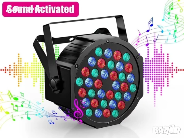 Акумулаторни LED прожектори RGB 36W DMX Sound Active с дистанционно, снимка 4 - Друга електроника - 53642505