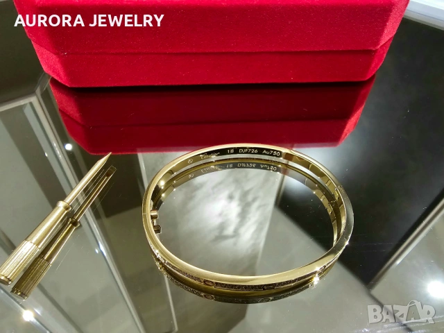 CARTIER Love Small Paved Gold Diamonds Гривна с Отверка, снимка 7 - Гривни - 53029594