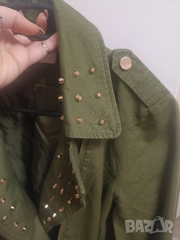маслено зелено есенно дамско яке с капси, снимка 5 - Якета - 51895257