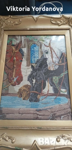 Гоблен конете на водопой, снимка 3 - Гоблени - 51759436