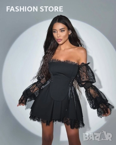 Луксозна рокля с корсет и дантела🖤, снимка 5 - Рокли - 52939714