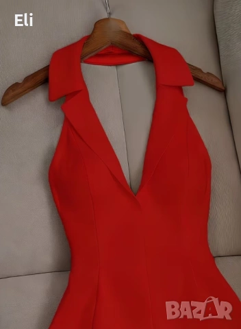 Нова дамска рокля без ръкави с халтер деколте и V-образно изрязване., снимка 8 - Рокли - 53655313