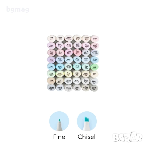 Ohuhu Oahu-01 Art Markers Set-перманентни маркери, комплект 48 пастелни цвята, снимка 7 - Ученически пособия, канцеларски материали - 52190713