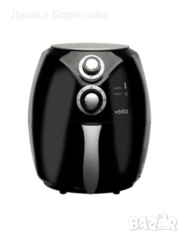 Фритюрник AirFryer, 1600W, 3л., горещ въздух, таймер, до 200°C, черен, снимка 1 - Фритюрници - 48082425