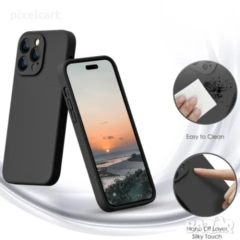 Силиконов калъф Level за iPhone 14 Pro, Черен, снимка 3 - Калъфи, кейсове - 47923783