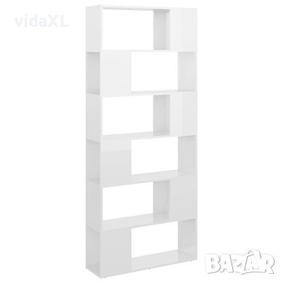 vidaXL Библиотека, бял гланц, 80x24x186 см, инженерно дърво（SKU:809158, снимка 1 - Други - 46158860