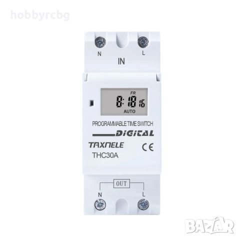 THC30A, Програмируем седмичен таймер AC220-240V, 30А, монтаж на шина, снимка 1 - Друга електроника - 44084130