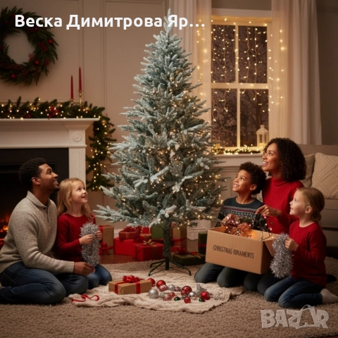 Изкуствена елха K r i n g Melbourne, Цялата заснежена с метална стойка.